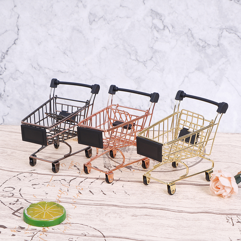 Office Supply Cart - Mini Shopping Cart Trolley Home Office