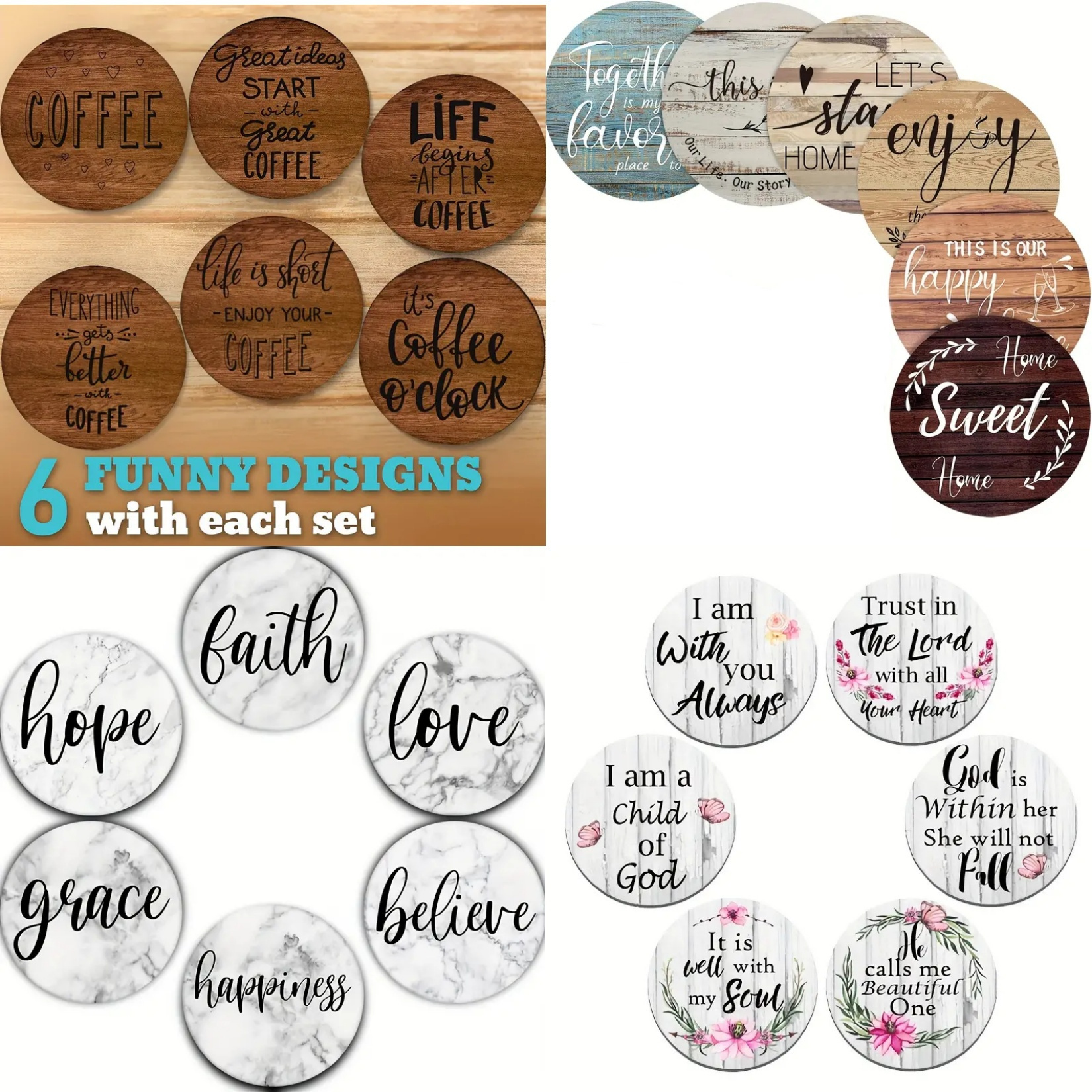 Office Furniture Ideas - 6 pieces of circular inspirational letter