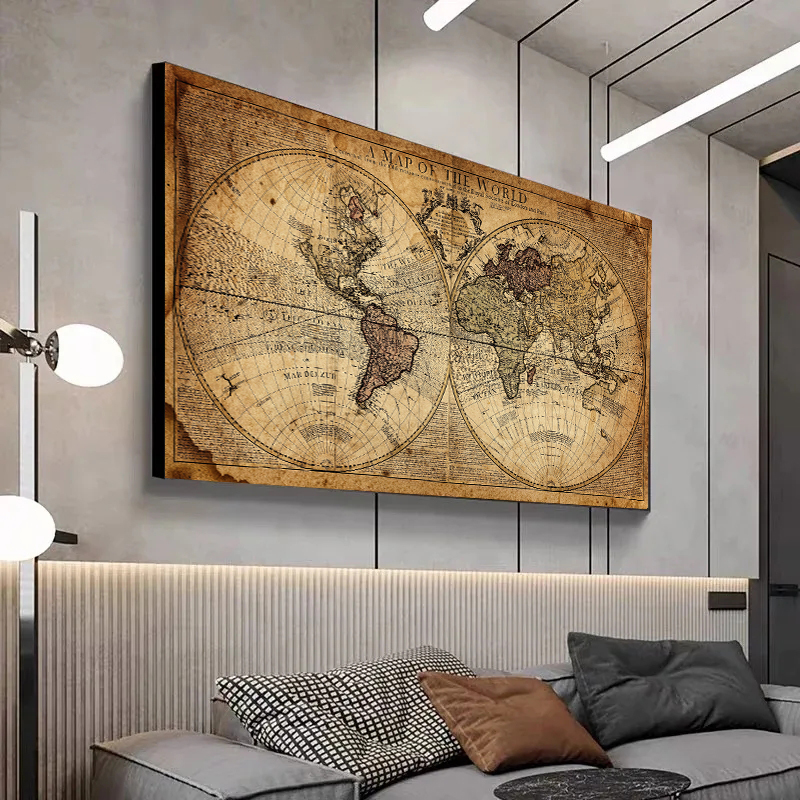 Map Of The World Retro Old Pic – Office Furniture World Bewertung und Preis
