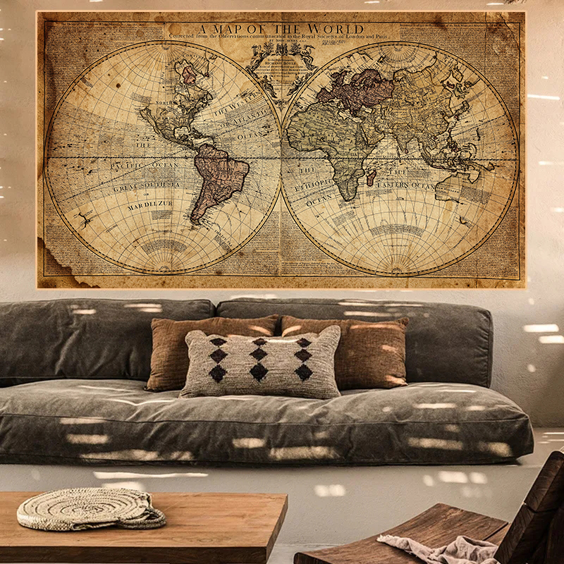 Map Of The World Retro Old Pic – Office Furniture World Bewertung und Preis