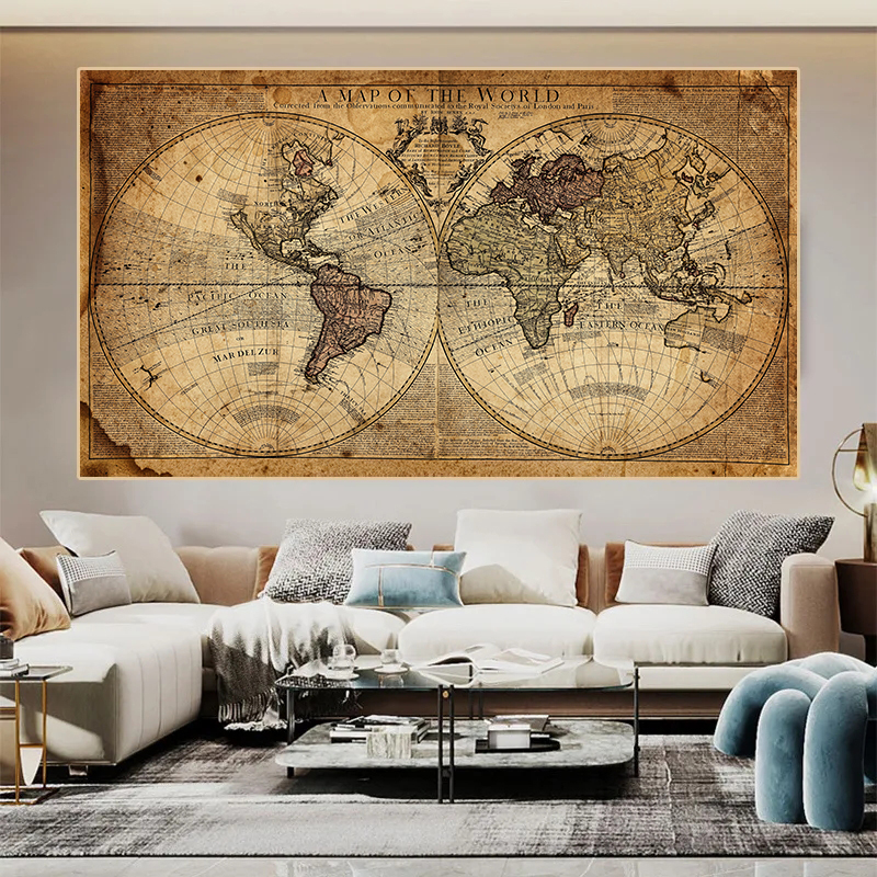 Map Of The World Retro Old Pic – Office Furniture World Bewertung und Preis
