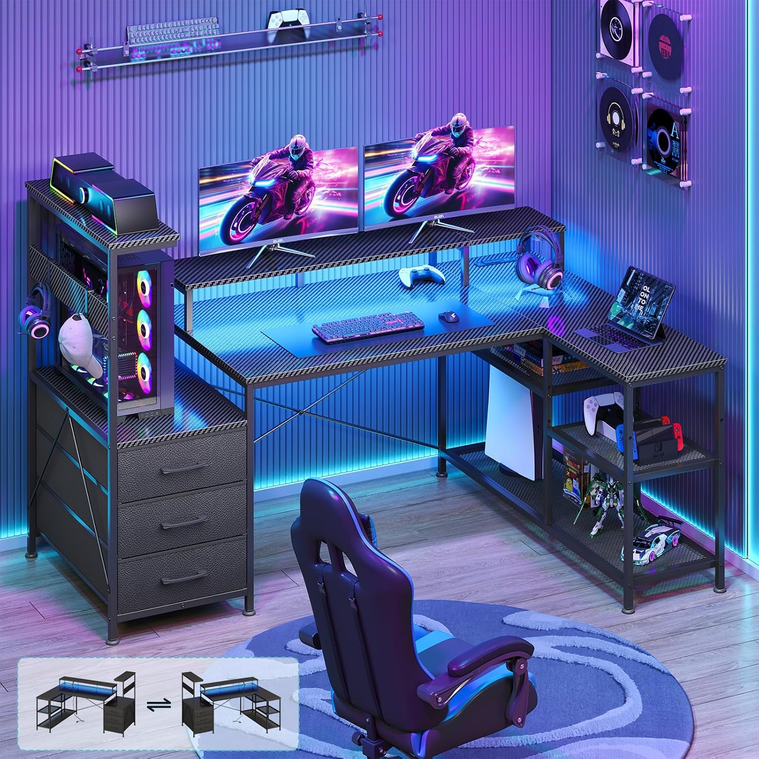 L Shaped Gaming Desk with Draw – Office Furniture Com Bewertung und Preis
