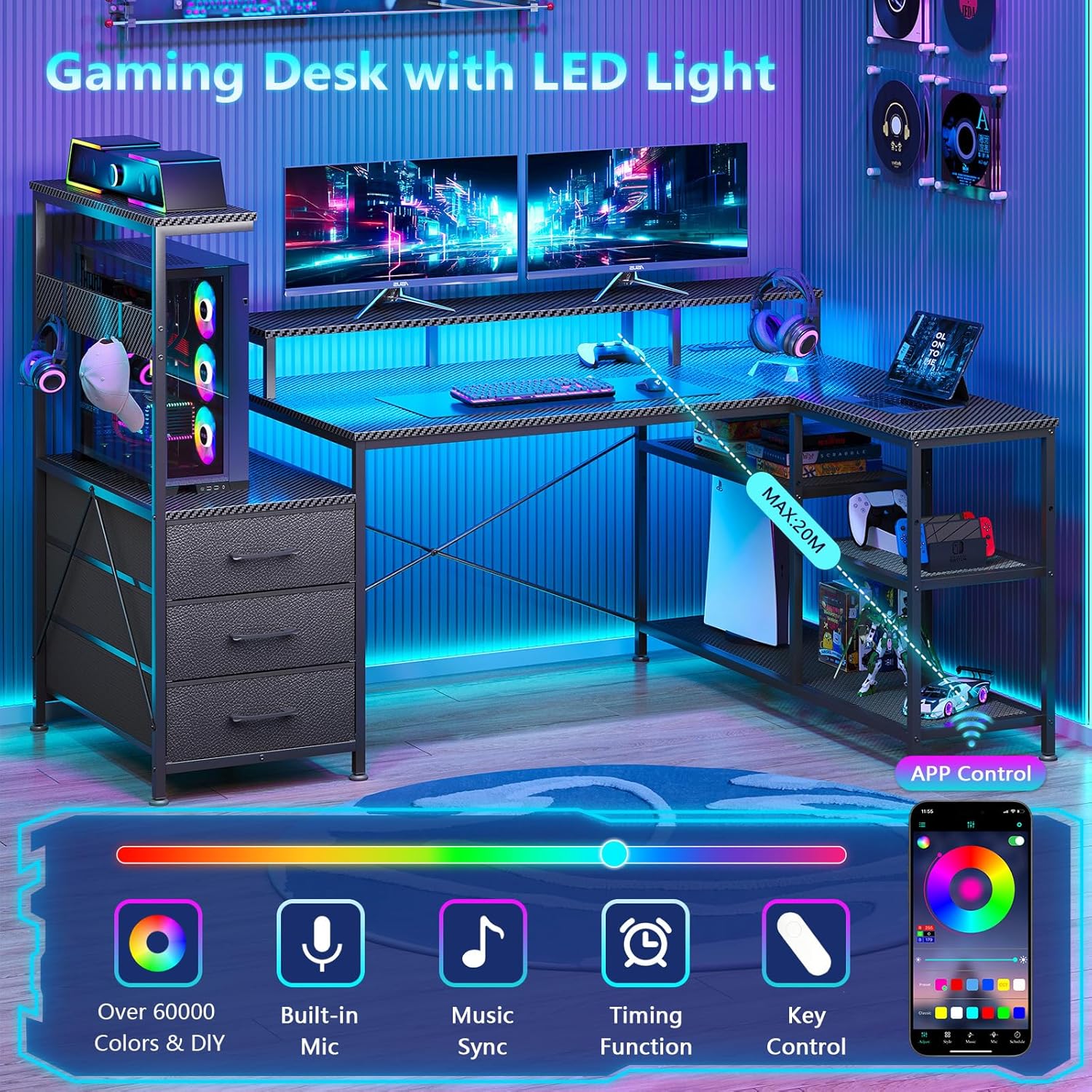 L Shaped Gaming Desk with Draw – Office Furniture Com Bewertung und Preis