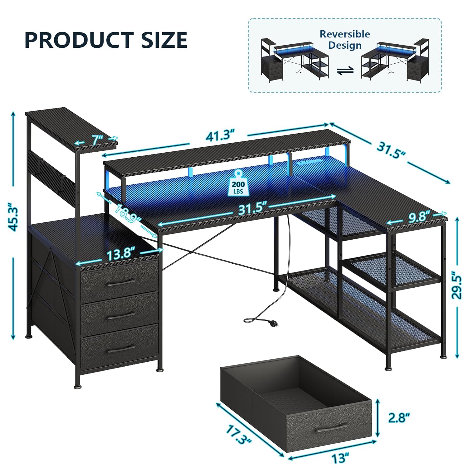 L Shaped Gaming Desk with Draw – Office Furniture Com Bewertung und Preis