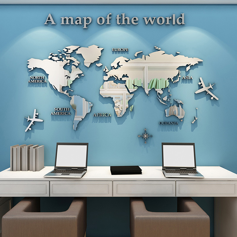 World Map Wall Stickers 3D Acr – Office Furniture World Bewertung und Preis