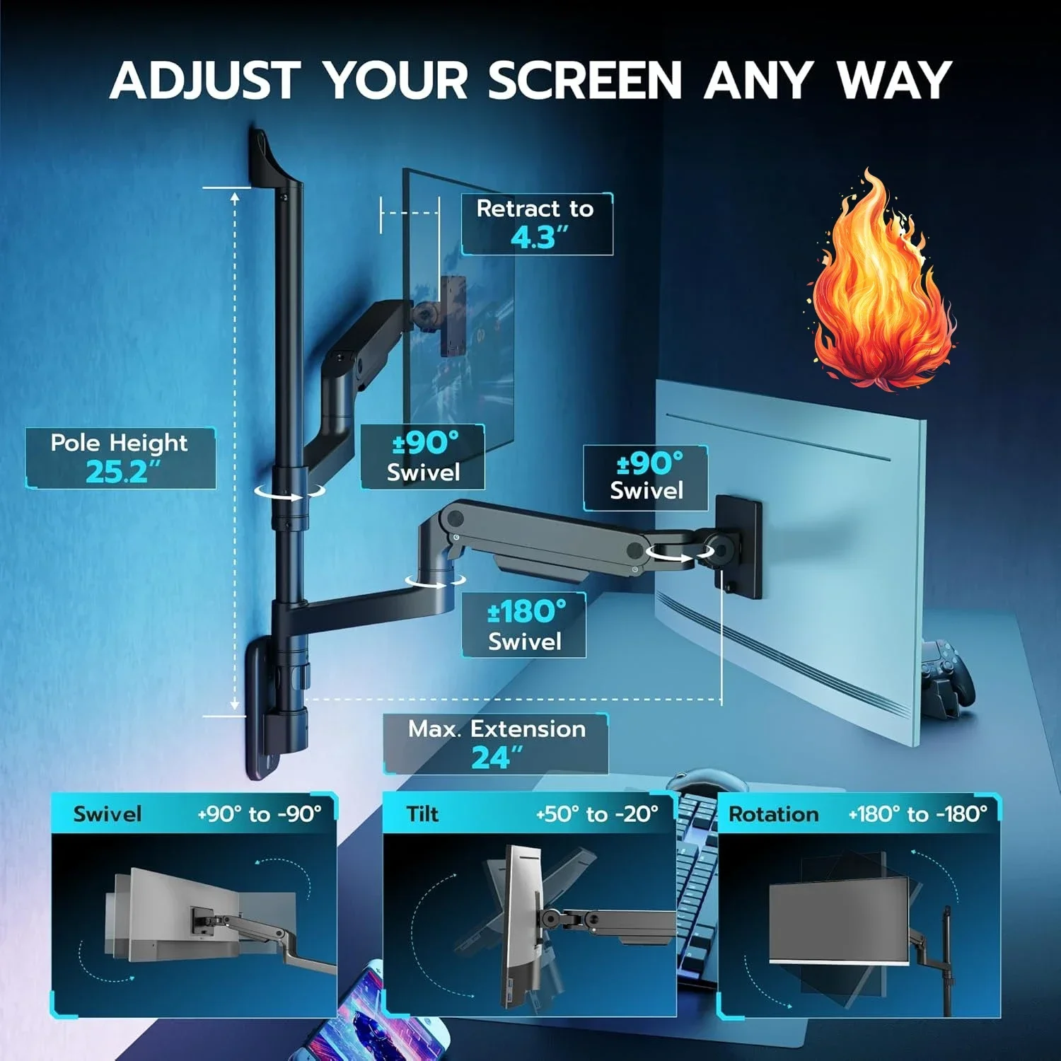 Dual Monitor Wall Mount for 17 – Adjustable Monitor Mount Bewertung und Preis