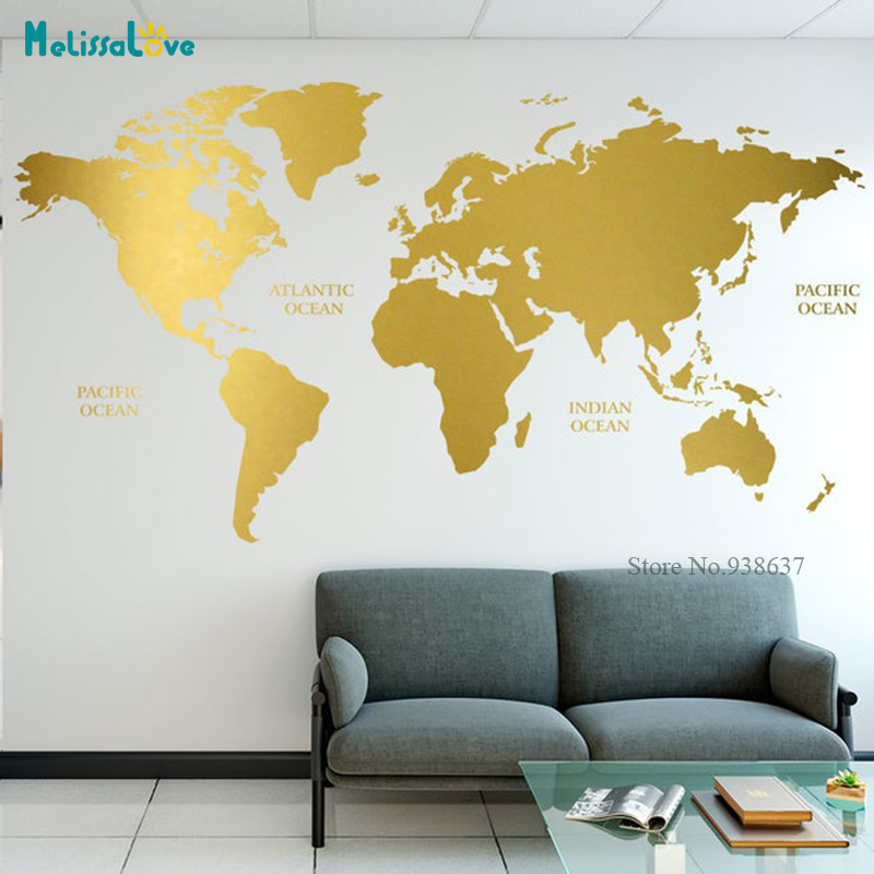 Gold World Map Decal Geometric – Office Furniture World Bewertung und Preis